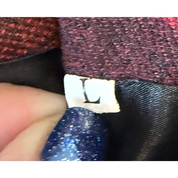 Women's Asymmetric Handkerchief Overlay Wool Blend Midi Skirt Red Black Low Rise - Picture 7 of 7